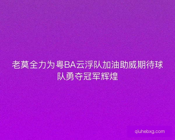 老莫全力为粤BA云浮队加油助威期待球队勇夺冠军辉煌